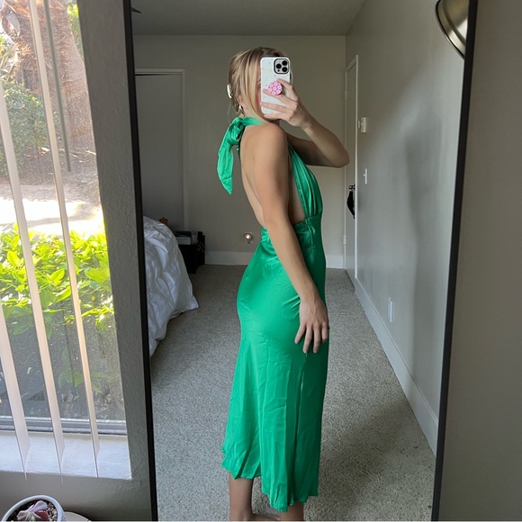 Reverse Dresses Reverse Green Satin Midi Dress Poshmark